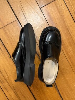 Wandler Rosa Black Gloss Leather Backless Loafers